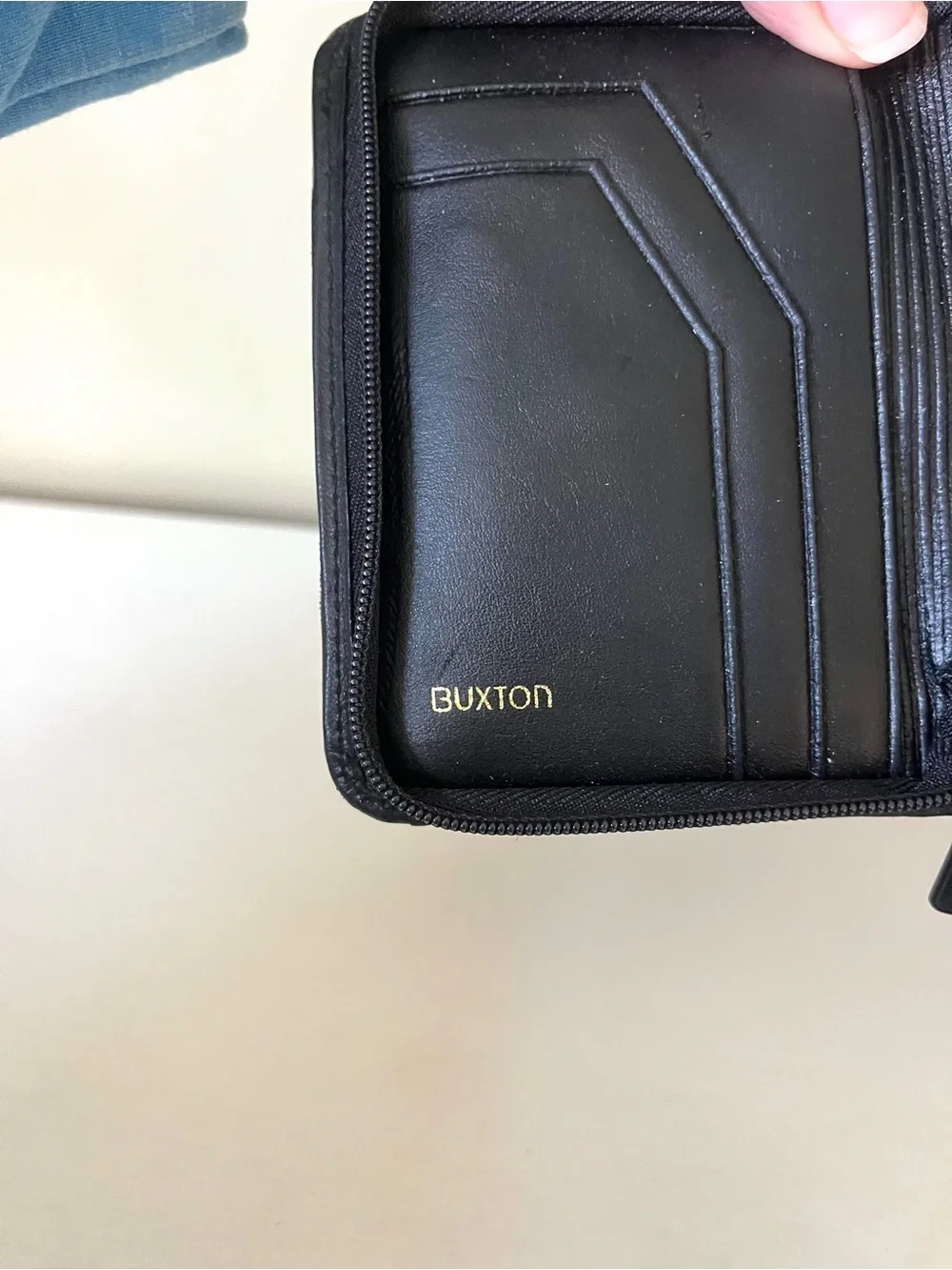 Buxton Wizard Black Leather Accordion Style Card and Coin Case
